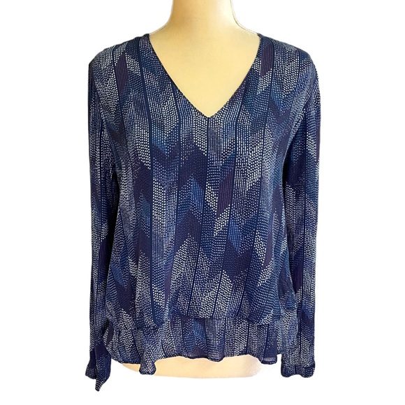 Anthropologie Cloth & Stone Dotted Herringbone Blouse - Picture 2 of 10